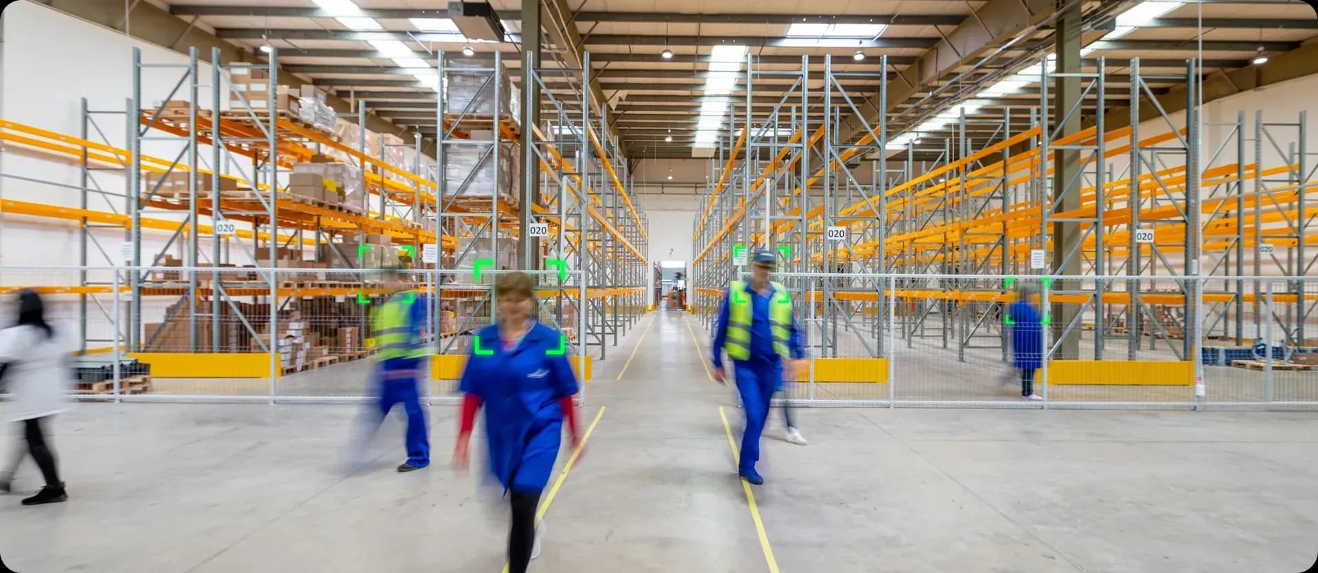 Warehouse surveillance monitoring illustration